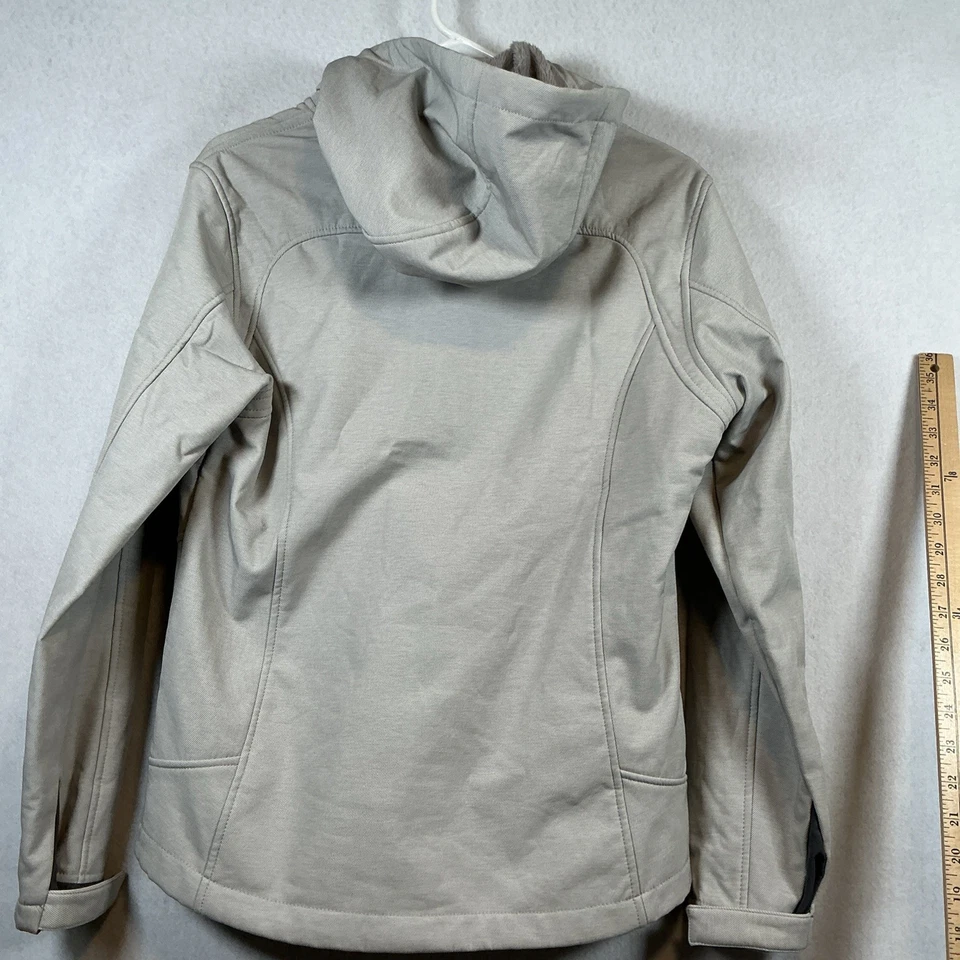 Chaqueta con capucha Free Country para mujer de piel sintética interior cremallera completa talla mediana gris Foto 4 de 4