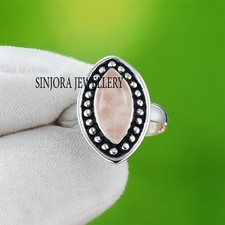Rose Quartz Gemstone 925 sterling silver handmade Gift Ring US size 5 to 13