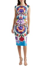 Vince Camuto Womens Boat-Neck Bodycon Sleeveless Midi Dress 10 Steel Blue - NWT