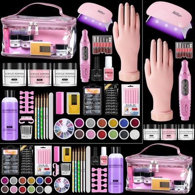 Nail Kit for Beginners with Everything: Practice Hand Acrylic Set Pink