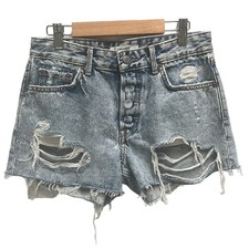 GRLFRND Helena Distressed Denim Shorts Acetone Wash NWT Size 24