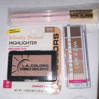 L.A. COLORS Highlighter + wet n wild 5-Pan Walking On Eggshells +2 Brushes