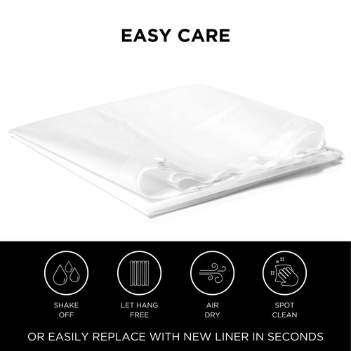 It’s A Snap! Plastic PEVA Antimicrobial Snap-in Shower Curtain Liner Curtain ... - Picture 4 of 7