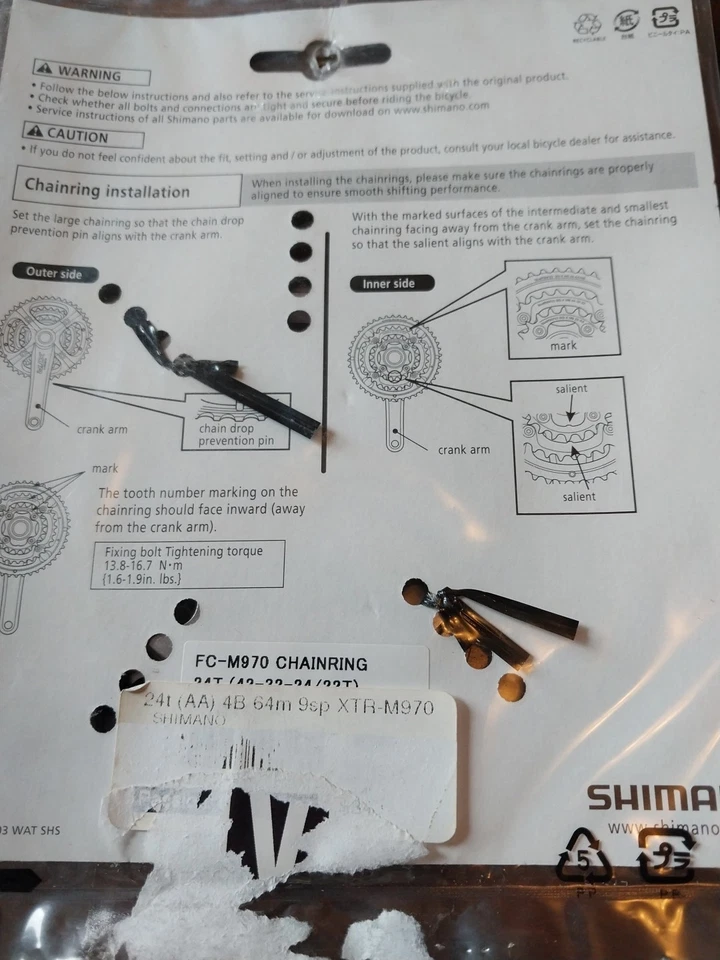 Shimano XTR 24T 64mm BCD 9spd Small Ring Chainring AB - Image 2 of 2