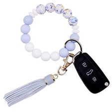 Key Ring Bracelet Car Keychain Holder Wristlet Silicone 2.5 inch Pink Floral