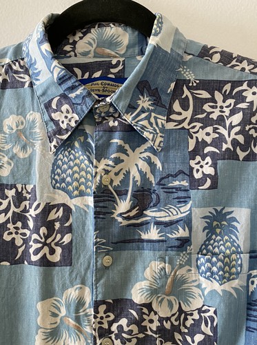 Phil Edwards By REYN SPOONER Hawaiian Shirt Mens Short Sleeve Blue Size Medium M - Picture 4 of 10