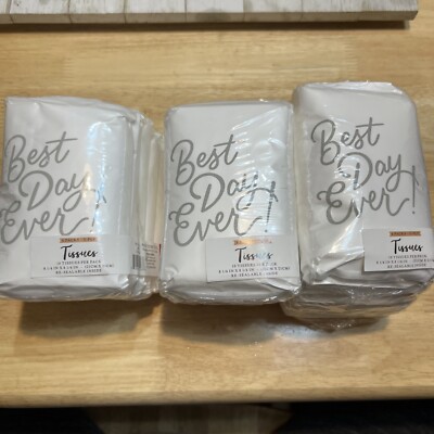 (3) Multi-pack Best Day Ever! Tissues Re-Sealable Packs Wedding Accessories