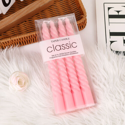 4 Pcs Threaded Color Spiral Taper Candles Fireplace Smokeless Tall Thin Pole - Picture 10 of 17