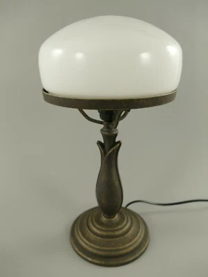 MARKENLOS Tischlampe Pilz Lampe Jugendstil Antik Bankerlampe Schreibtischlampe Messing