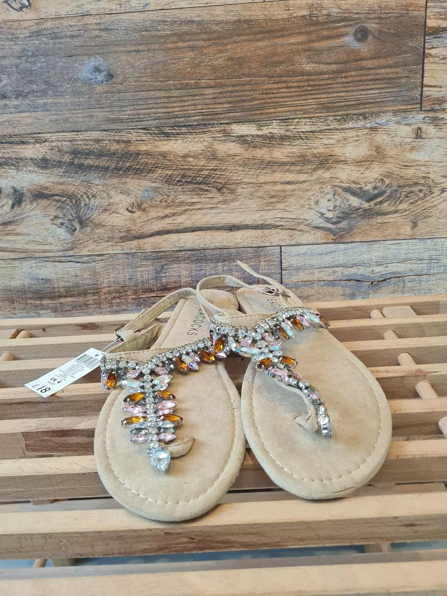 Peacocks Women s Teens Brown Jewel Detail Strappy Sandals UK 4
