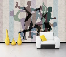 3D Fitness Exercise Self-adhesive Removeable Wallpaper Wall Mural