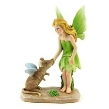 Hada verde de jardín de hadas en miniatura con hada ratón - Compra 3 ahorra $5