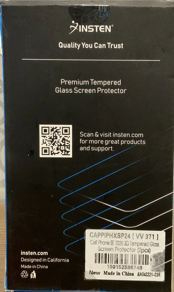🍒 Cubierta protectora de pantalla de vidrio templado Insten para iPhone SE 2020 2 piezas nueva Foto 2 de 2