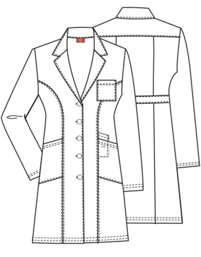 Dickies 37" Contemporary Doctor Medical Lab Coat 82401 DWHZ White Large - Picture 5 of 12