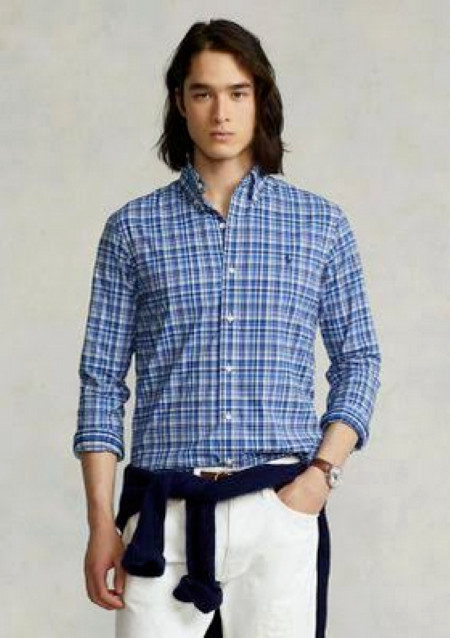 Рубашка Polo Ralph Lauren в классическую клетку оксфордского цвета, нейлон, синий, многоразмер L, 110 долларов США