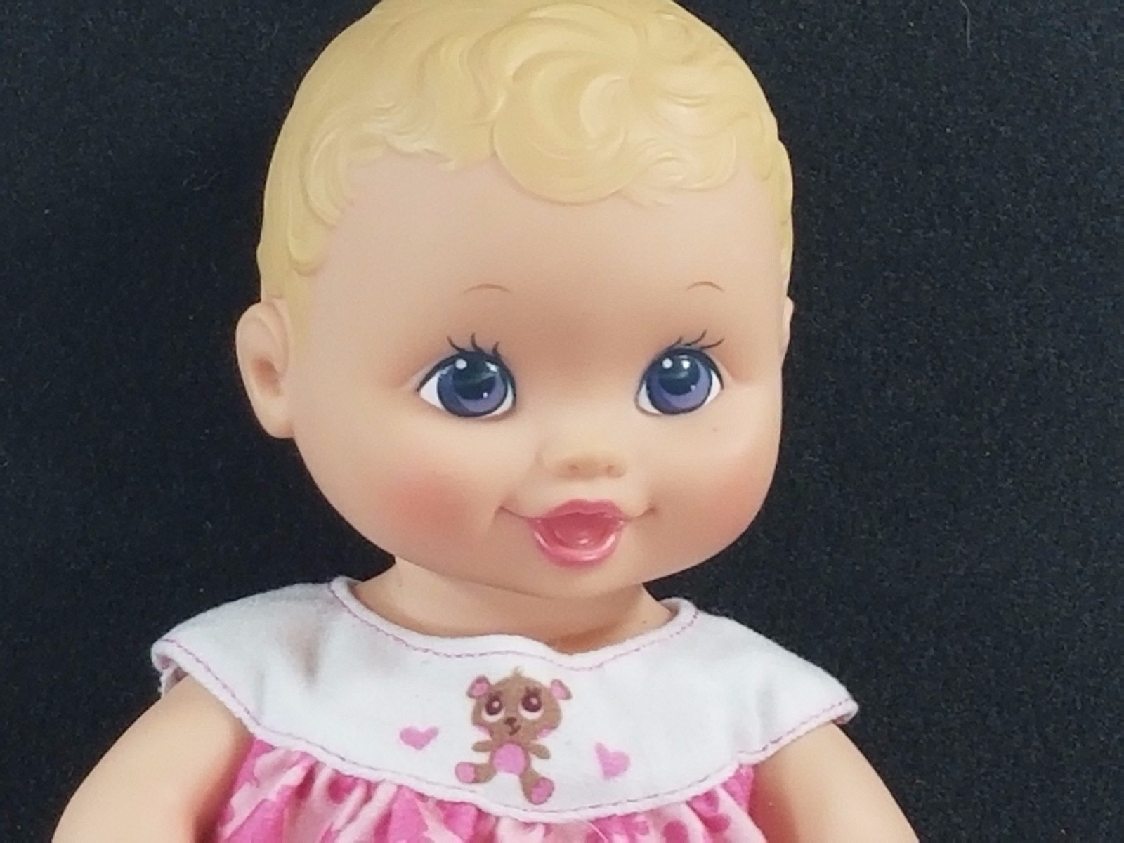 1999 Lauer Toys Water Baby Rubber Doll Blonde Hair Pink Dress Bear eBay
