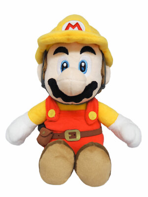 Official San-ei 10'' Builder Mario Soft Super Mario Maker Series Plush Doll 1731