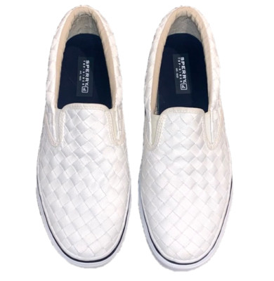 SPERRY Men's Top-Sider Striper S/O Webbing WHITE Fashion Sneaker US Size 10 M