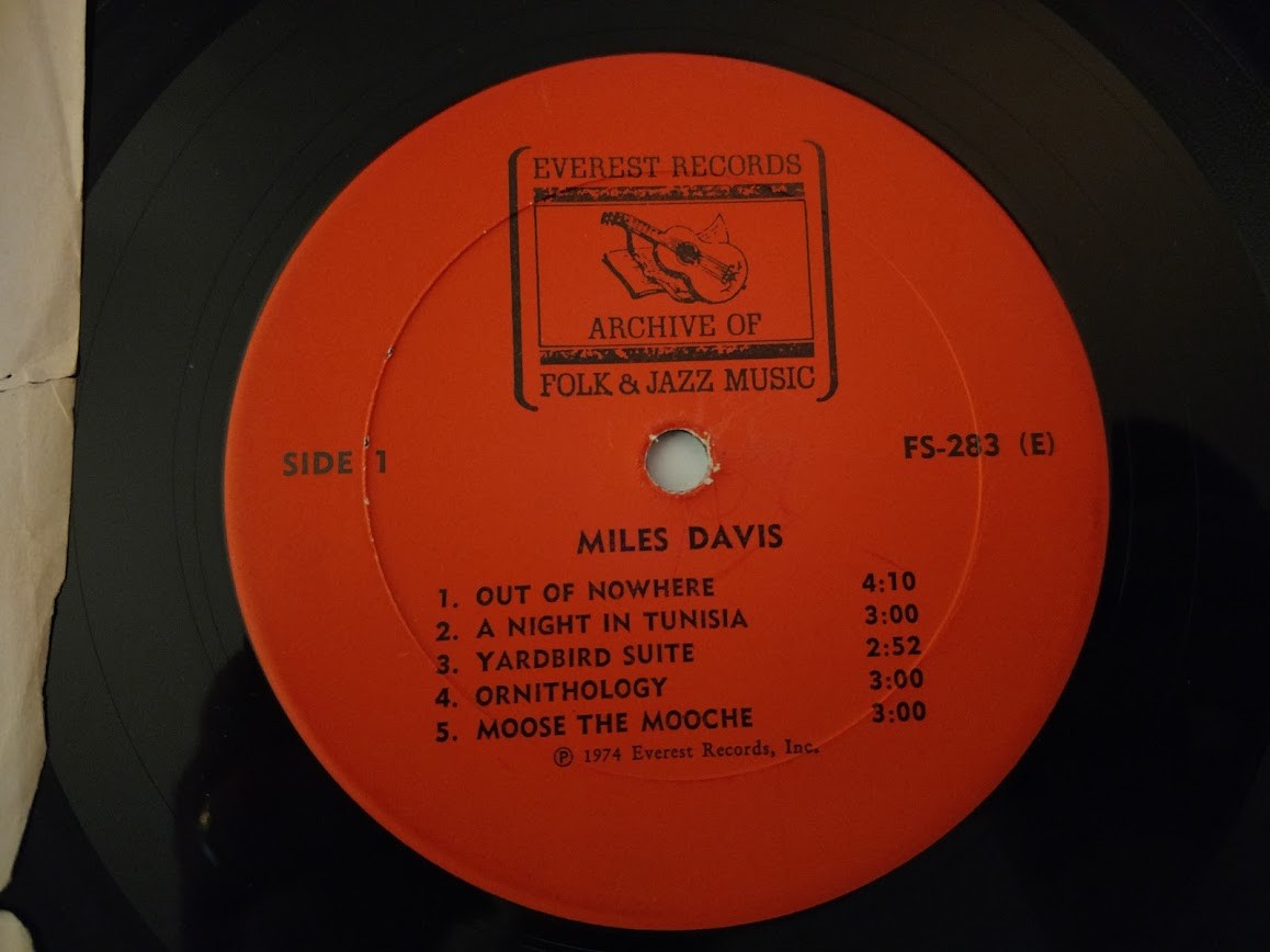 MILES DAVIS LP 1974 EVEREST FS 283 ARCHIVE OF FOLK AND JAZZ MUSIC