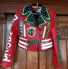 Damen Jacke Gr.M, mit Nieten, Punk, Rock, ungetragen K-Leder