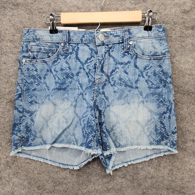Seven 7 Shorts Womens 4 Weekend Python Print Cut Off Blue Denim