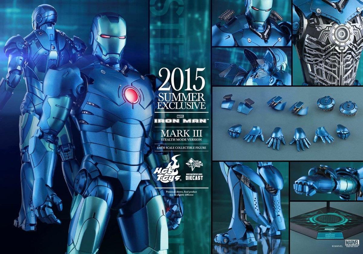 HOT TOYS 1/6 MMS314 IRON MAN MARK III MK3 Blue Stealth Mode