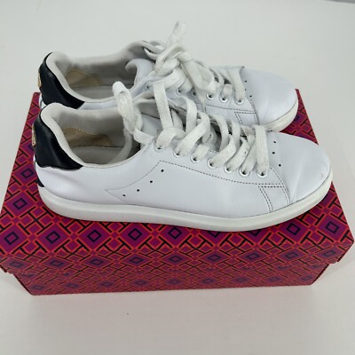 Tory Burch Womens Titanium White Howell Court Sneaker Shoes Leather Size 6.5