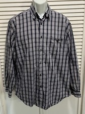 Dockers Premium Plaid Black/Gray/Tan Long Sleeve Button Up Shirt Size L
