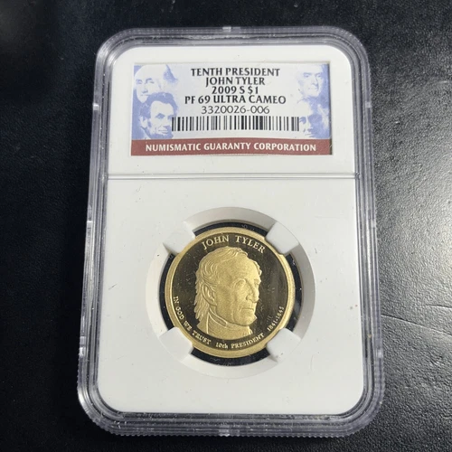 2009 S NGC PF69 Ultra Cameo Tenth President John Tyler Dollar Coin US collection