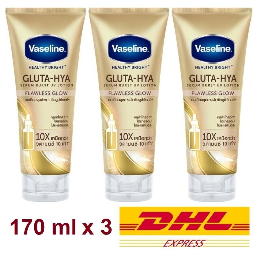 3 x Vaseline Healthy Bright Gluta-Hya Serum Burst UV Lotion
