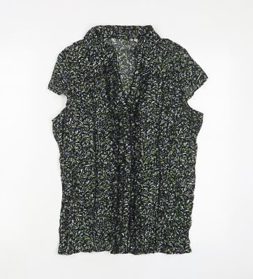 Per Se Damen rot geometrisches Polyester Basic Knopfleiste Größe 14 Kragen - Plissee