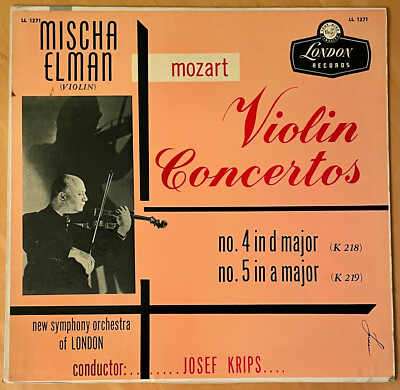 MISCHA ELMAN Mozart Violin Concertos  KRIPS   UK LONDON 1955 LP  RARE  EX