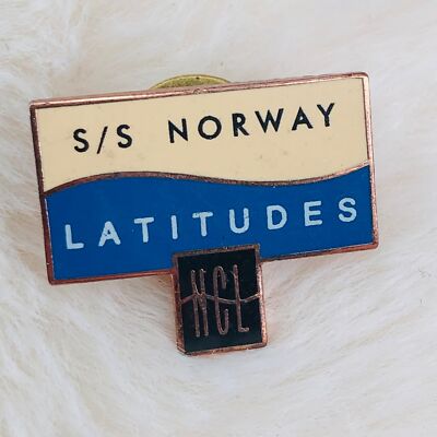 Vtg Norwegian Cruise Lines SS Norway Souvenir Past Ship Guest NCL Lapel Pin