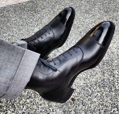 mens black wingtip dress boots Wingy Black Leather Wingtip Chelsea Boots main image 0