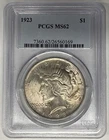 1923 Peace Silver Dollar Coin Lightly Toned PCGS MS 62 (49) B