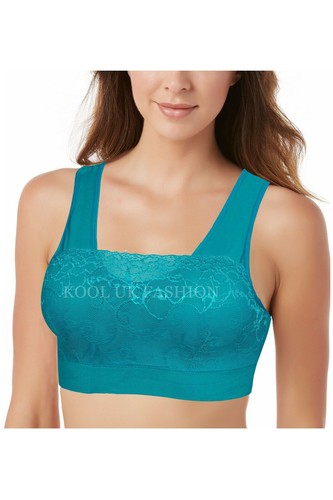 Women Full Coverage Lace Bra Padded Seamless Yoga Exercise Bralette Crop top - Picture 21 of 24
