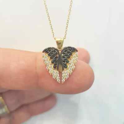 2Ct Round Lab-Created Diamond 14K Two-Tone Gold Plated Flying Wing Pendant