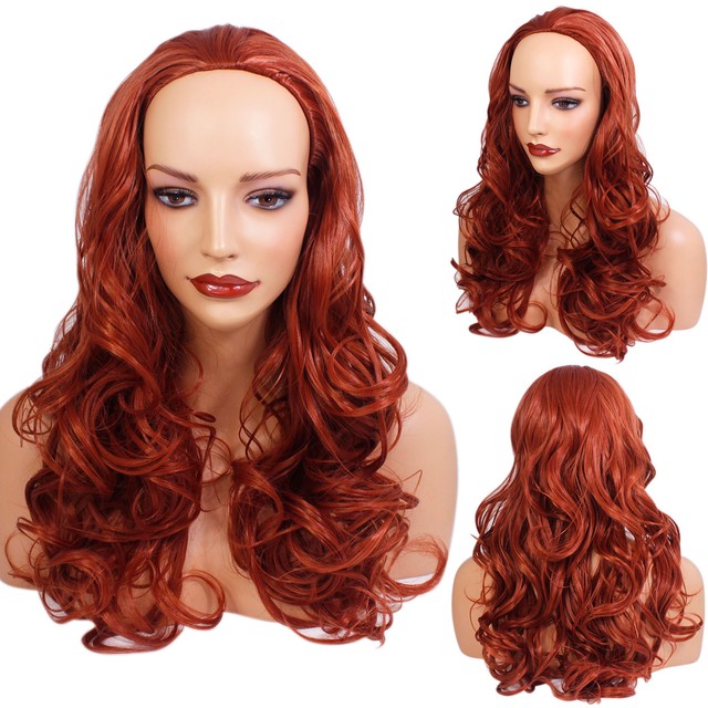 Ladies 3/4 Half Wig Copper Wavy 22" Heat Resistant Synthetic Hair eBay