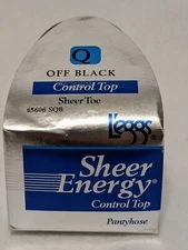L'eggs Sheer Energy Size  Q Off Black 656SQB Control Top Sheer Toe Pantyhose