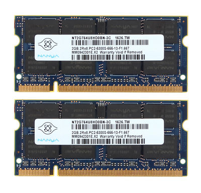 GB DDR2 4GB Nanya 2X 2GB PC2-5300 667Mhz 200Pin Memory
