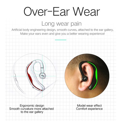 Bluetooth Headset Wireless Earphones Hands Free Noise Cancelling Earbud with Mic - Picture 4 of 12