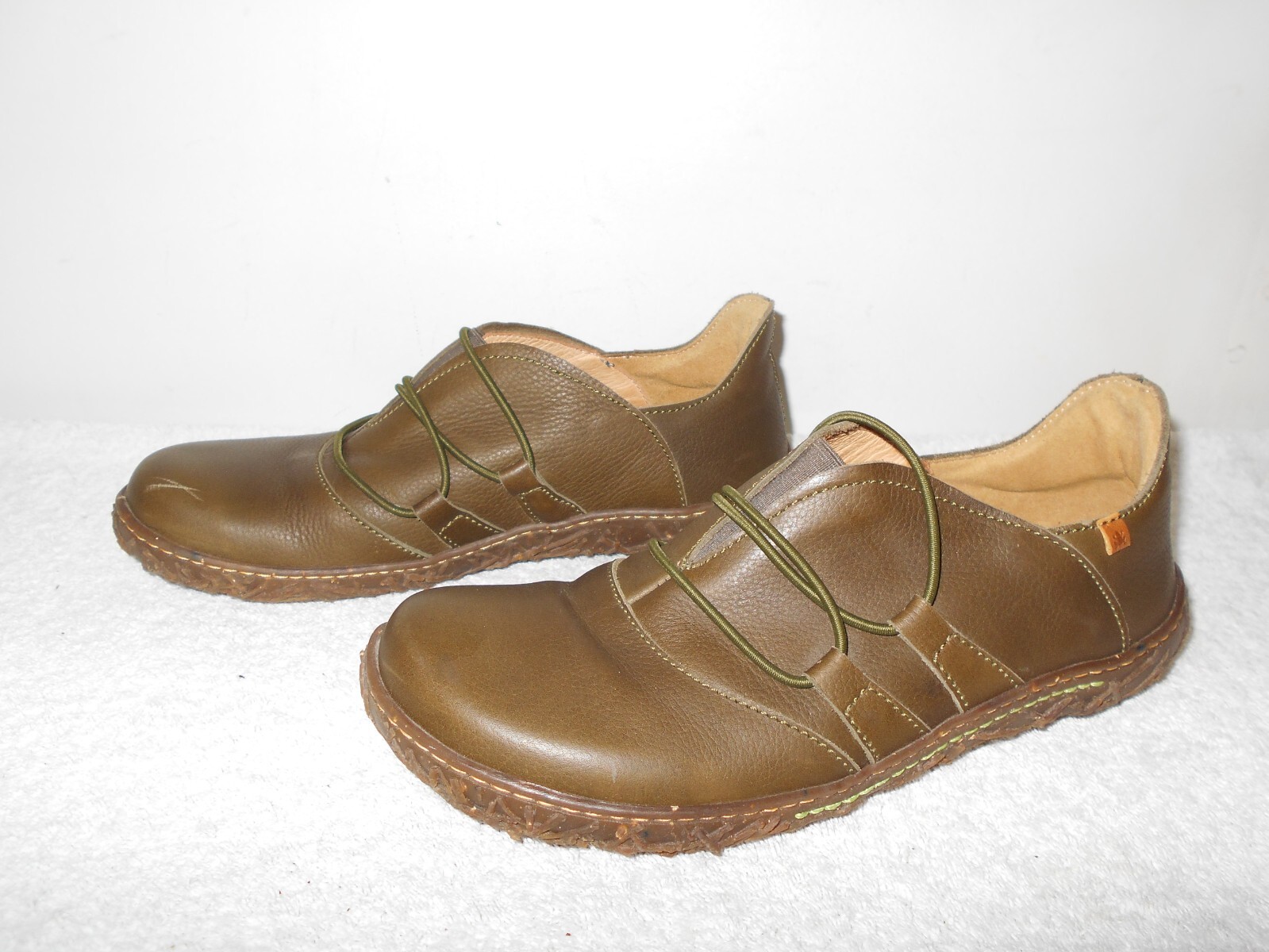 EL NATURALISTA 5443 NIDO DARK GREEN LEATHER WOMENS USA 8 SLIP-ON SHOES        