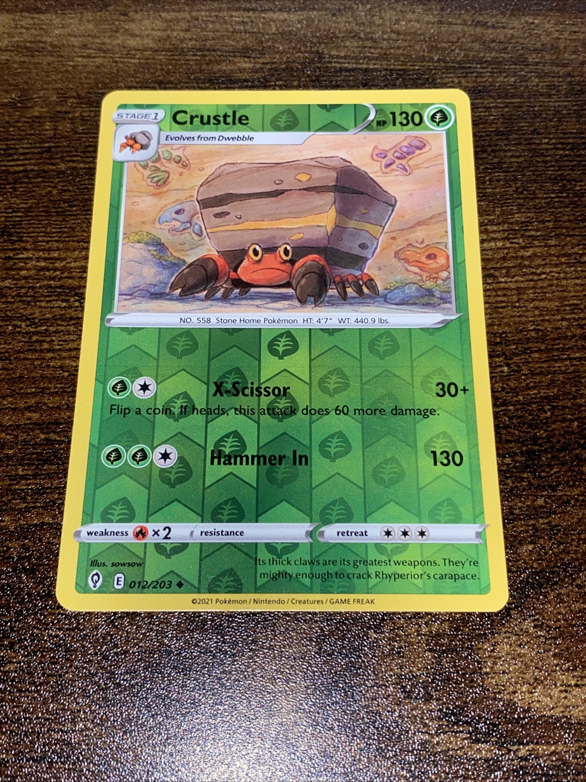 Pokemon Evolving Skies Crustle Reverse Holo 12/203 D3112*