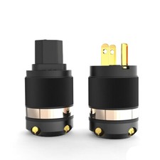 24K Gold Plated US/EU Version Power Plug IEC Adapter Hi-Fi Power Cable Connector
