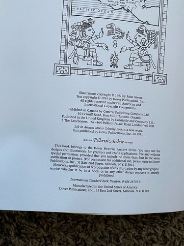 Life in Ancient Mexico Coloring Book (Dover History Coloring Book) - GOOD - Foto 8 di 8