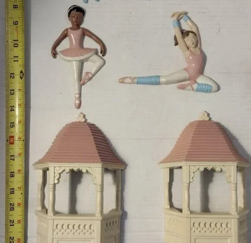 Vintage Collectible Pc 4 Dancing Ballerina Girls & 2 Gazabos Set Of 6 - Picture 9 of 14