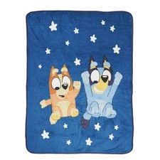 Bluey and Bingo Sleepytime Stars Plush Minky Fleece Blanket Throw 46" X 60"