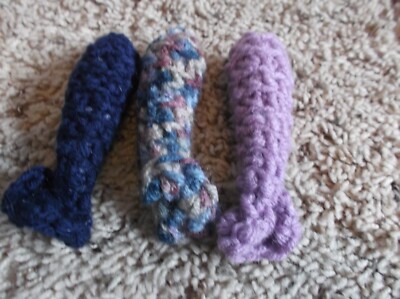 NEW - Lot of 3 Hand Made Crochet Cat Toys Fish with Catnip