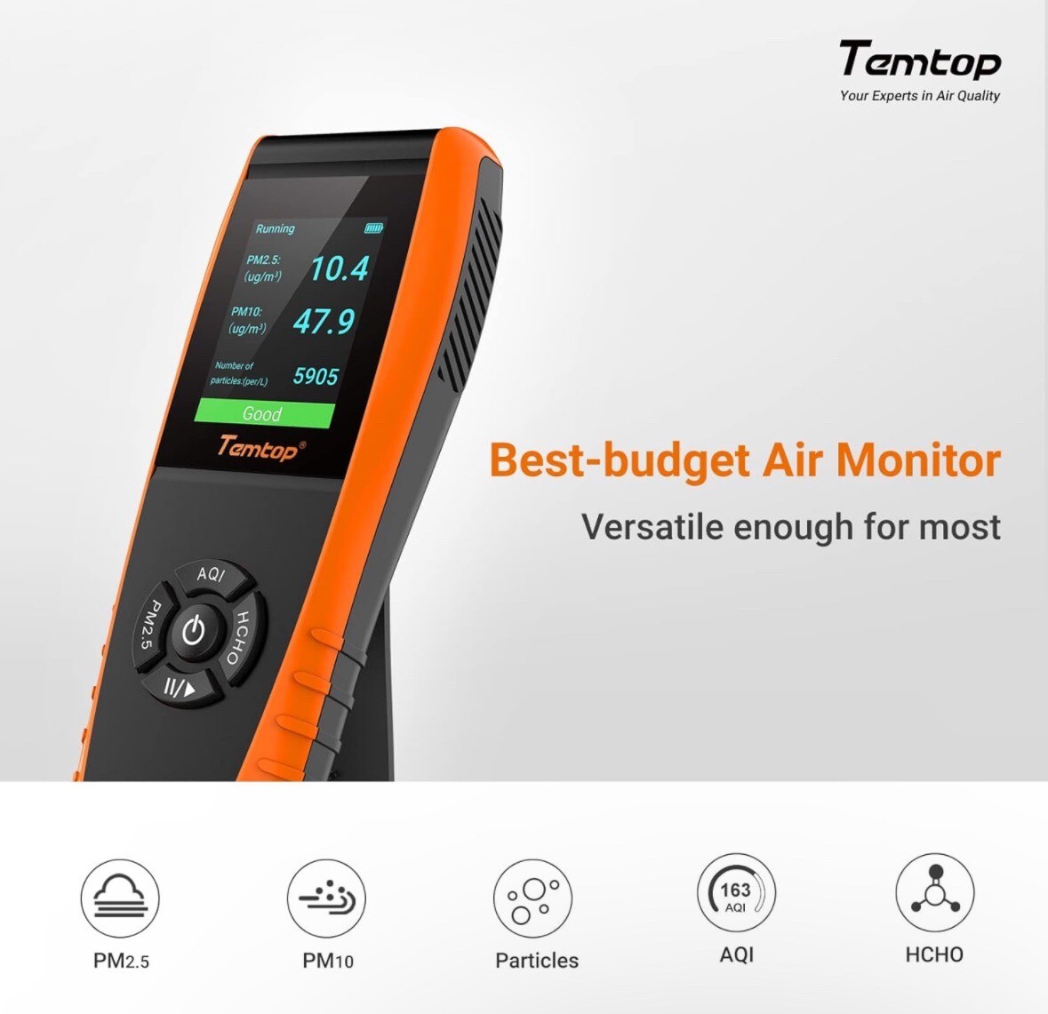 Temtop LKC-1000E AQI Monitor PM2.5 PM10 Air Quality AQI Temtop LKC-1000E AQI Monitor PM2.5 PM10 Air Quality AQI