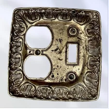 Antique Ornate Brass Victorian Double Cover Plate Switch & Outlet